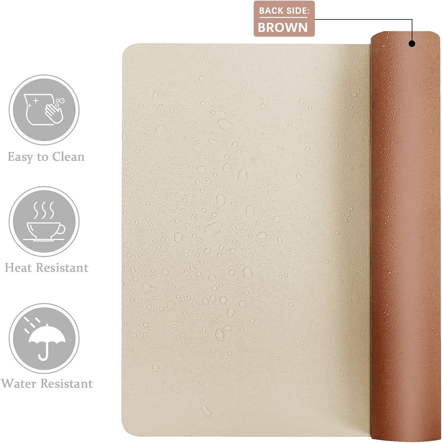 Desk Mat Large Protector Pad - Multifunctional Dual-Sided Office Desk Pad,Smooth Surface Soft Mouse Pad, Waterproof Desk Mat for Desktop, Pu Leather Desk Cover for Office/Home(Beige, 31.5" X 15.7")