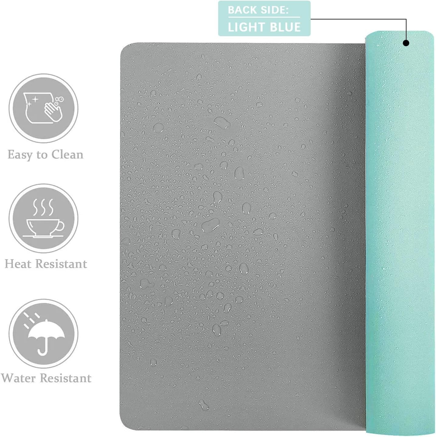 Double-Sided Desk Pad, Large Mouse Pad, Office Desk Mat, Non-Slip PU Leather Desk Blotter, Laptop Desk Pad, Waterproof Desk Writing Pad for Office and Home(Grey, 23.6" X 13.7")