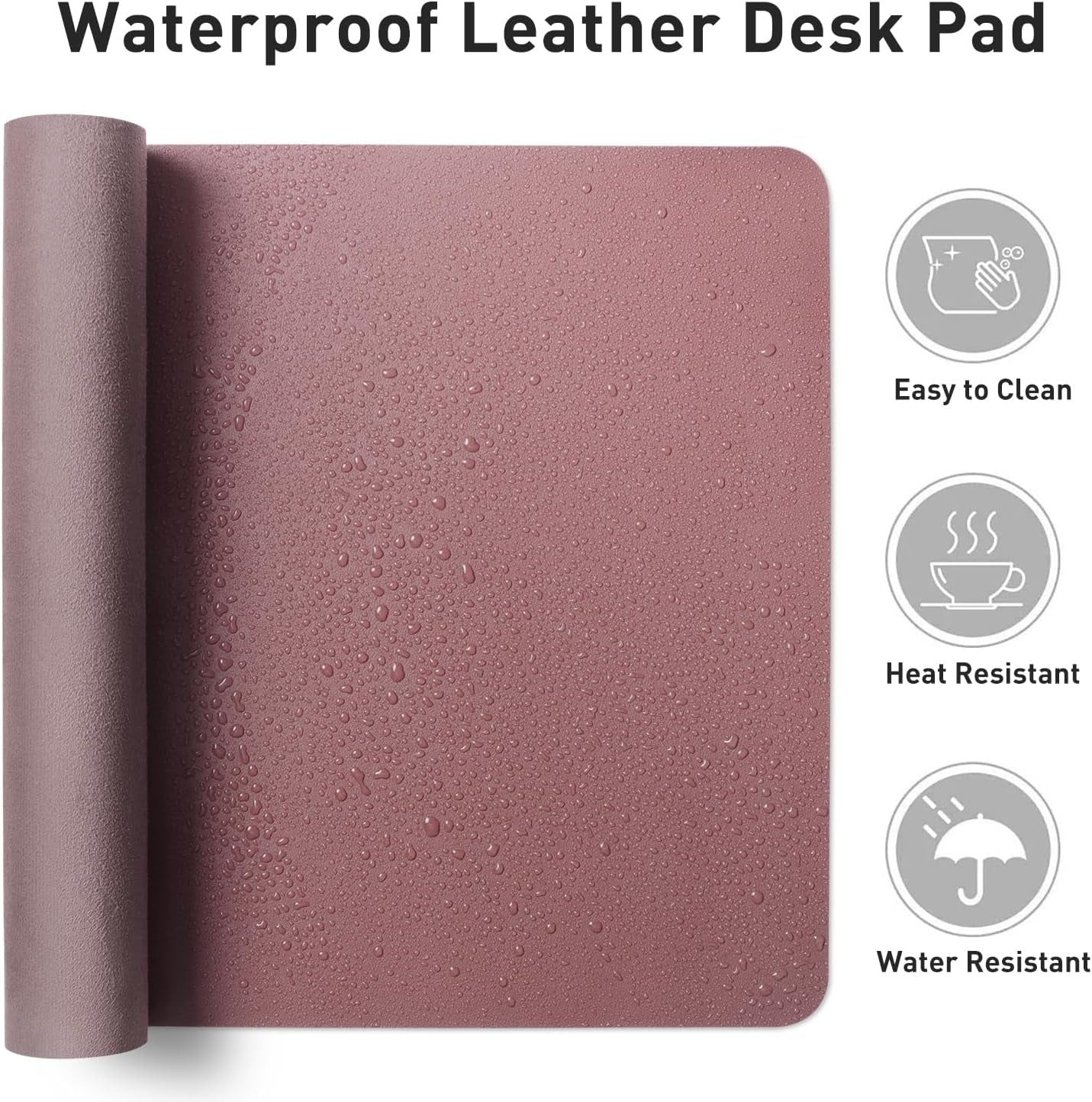 Leather Desk Pad Protector, Mouse Pad, Office Desk Mat, Non-Slip PU Leather Desk Blotter, Laptop Desk Pad, Waterproof Desk Writing Pad for Office and Home (Dark Pink, 23.6" X 13.7")